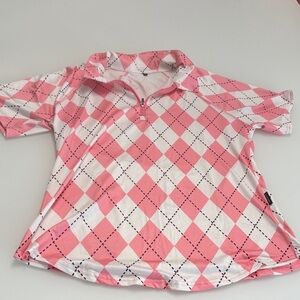 Soneven Pink Argyle women’s Polo Shirt